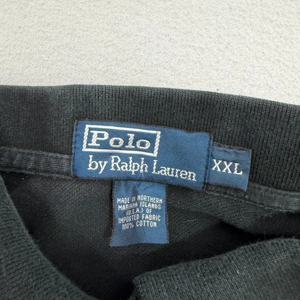 Vintage Polo Ralph Lauren Shirt Men XXL Black Long Sleeve Pique 90s Preppy Rugby